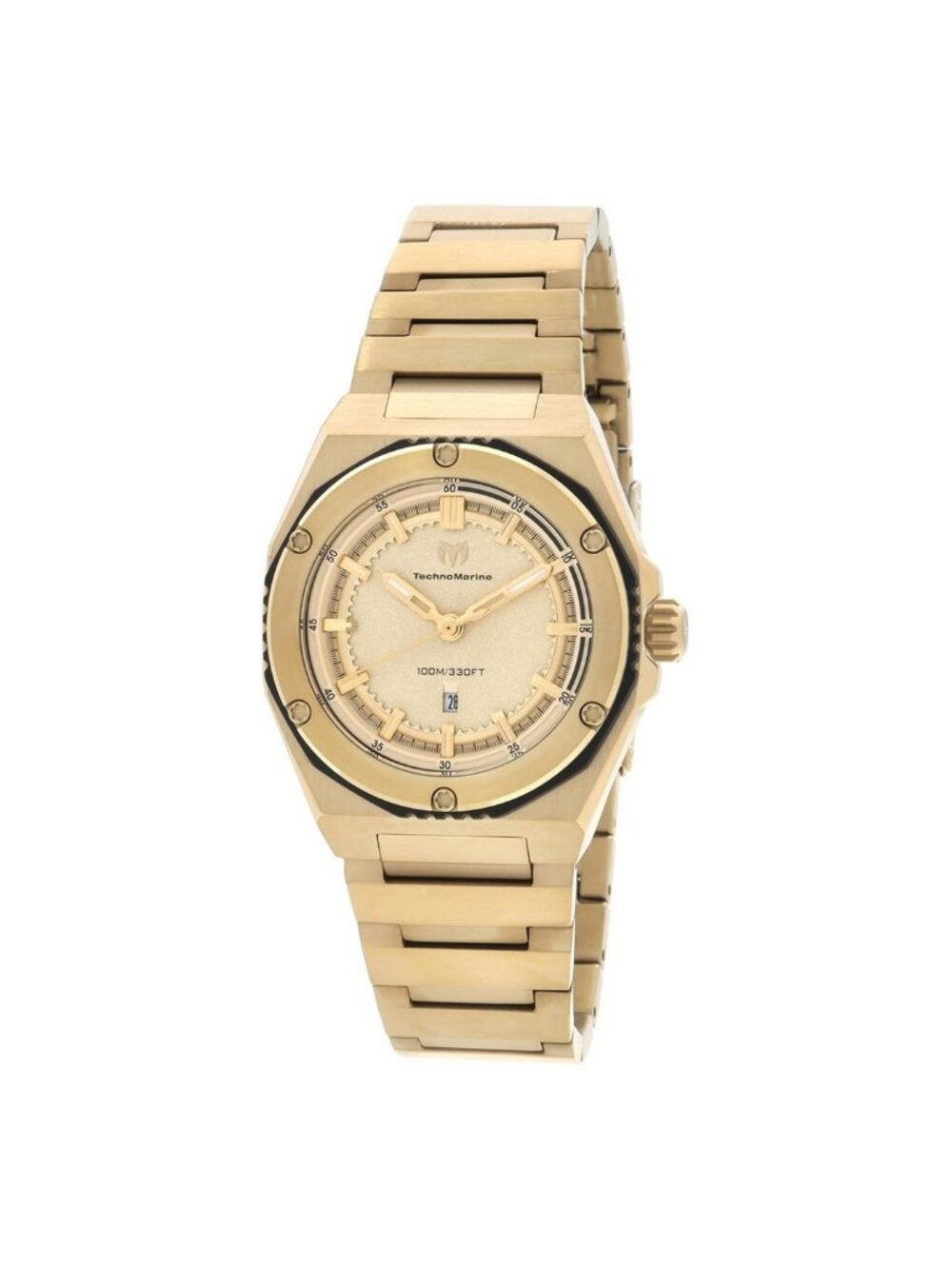 NWT Technomarine Coral Quartz Gold Dial Ladies Watch